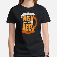 Funny Day Drinking Tee Shirts - Beer Themed Shirt - Gift Ideas, Presents For Beer Lovers & Snobs, Brewers - Wish You Were Beer T-Shirt - Black, Women
