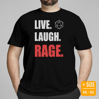 Funny DnD & RPG Games T-Shirt - Christmas Gaming Gift Ideas for Him & Her, Typical Gamers & Game Lovers - Live Laught Rage Shirt - Black, Plus Size