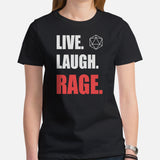 Funny DnD & RPG Games T-Shirt - Christmas Gaming Gift Ideas for Him & Her, Typical Gamers & Game Lovers - Live Laught Rage Shirt -  Black, Women