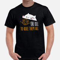 Funny DnD & RPG Games T-Shirt - Gaming Gift Ideas for Him & Her, Typical Gamers & Bongo Cat Lovers - One Roll To Rule Them All Shirt - Black, Men