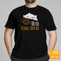 Funny DnD & RPG Games T-Shirt - Gaming Gift Ideas for Him & Her, Typical Gamers & Bongo Cat Lovers - One Roll To Rule Them All Shirt - Black, Plus Size