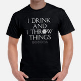 Funny DnD & RPG Games T-Shirt - Xmas Gaming Gift Ideas for Him & Her, Typical Gamers & Beer Lovers - I Drink And I Throw Things Shirt - Black, Men