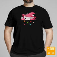 Funny DnD & RPG Games T-Shirt - Xmas Gaming Gift Ideas for Him & Her, Typical Gamers & Bongo Cat Lovers - Adorable Wizard Cat D&D Shirt - Black, Plus Size
