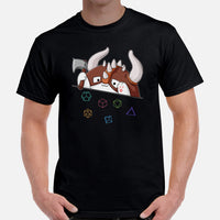 Funny DnD & RPG Games T-Shirt - Xmas Gaming Gift Ideas for Him & Her, Typical Gamers & Bongo Cat Lovers - Cute Barbarian Cat D&D Shirt - Black, Men