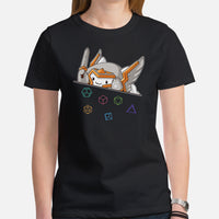 Funny DnD & RPG Games T-Shirt - Xmas Gaming Gift Ideas for Him & Her, Typical Gamers & Bongo Cat Lovers - Cute Paladin Cat D&D Shirt - Black, Women