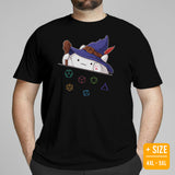 Funny DnD & RPG Games T-Shirt - Xmas Gaming Gift Ideas for Him & Her, Typical Gamers & Bongo Cat Lovers - Cute Wizard Cat D&D Shirt - Black, Plus Size