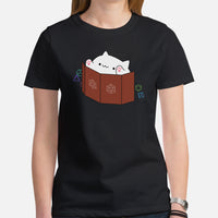 Funny DnD & RPG Games T-Shirt - Xmas Gaming Gift Ideas for Him & Her, Typical Gamers & Cat Lovers - Cute Glitch Bongo Cat D&D Shirt - Black, Women