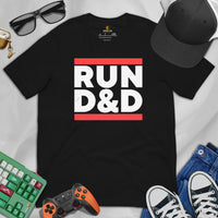 Funny DnD & RPG Games T-Shirt - Xmas Gaming Gift Ideas for Him & Her, Typical Gamers & Game Lovers - Game Day Shirt - Run D&D Shirt - Black