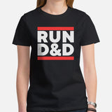 Funny DnD & RPG Games T-Shirt - Xmas Gaming Gift Ideas for Him & Her, Typical Gamers & Game Lovers - Game Day Shirt - Run D&D Shirt - Black, Women