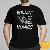 Funny DnD & RPG Games T-Shirt - Xmas Gaming Gift Ideas for Him & Her, Typical Gamers & Game Lovers - Rollin' With The Homies Shirt - Black, Plus Size