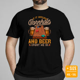 Funny Drinking Tee Shirts - Beer Themed Shirt - Gift Ideas, Presents For Beer Lovers - If It Involves Cornhole & Beer, Count Me In Tee - Black, Plus Size