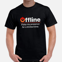 Funny Gamer T-Shirt - Christmas Gaming Gift For Him & Her, An Offline Game Lover - Offline Enjoy My Presence For A Limited Time Shirt - Black, Men