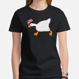 Funny Silly Goose Video Game T-Shirt - Christmas Gaming Gift For Him & Her, Gamer - Geese Merch - Silly Goose Carrying US Flag Shirt - Black, Women