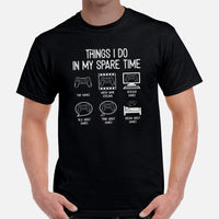 Funny Video Game T-Shirt - Christmas Gaming Gift Ideas For His & Her, A Typical Gamer & Game Lover - Things I Do In My Spare Time Shirt - Black, Men