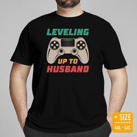 Funny Video Game T-Shirt - Christmas Gaming Gift Ideas For Him & Her, A Typical Gamer & Game Lovers - Leveling Up To Husband Shirt - Black, Plus Size