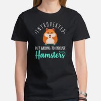 Furry Potato Shirt - Introverted But Willing To Discuss Hamsters Shirt - Cavy Lovers Tee - Ideal Gift for Rodent Dad/Mom & Pet Owners - Black, Women