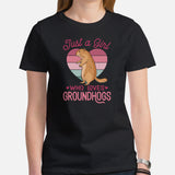 Furry Potato Shirt - Just A Girl Who Loves Groundhogs T-Shirt - Cavy Lovers Tee - Ideal Gift for Rodent & Animal Lovers - Zoology Shirt - Black