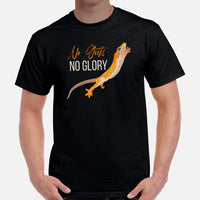 Gecko T-Shirt - No Guts No Glory Shirt - Reptile Addict & Charm Tee - Gift for Lizard Dad/Mom & Pet Owners - Amphibians, Lacertilia Tee - Black, Men