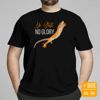 Gecko T-Shirt - No Guts No Glory Shirt - Reptile Addict & Charm Tee - Gift for Lizard Dad/Mom & Pet Owners - Amphibians, Lacertilia Tee - Black, Plus Size