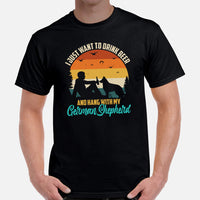 German Shepherd Dog Themed Clothes & Attire - Gifts for Beer & GSD Dog Lovers - I Just Want To Drink Beer And Hang With My Dog T-Shirt - Black, Men