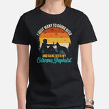 German Shepherd Dog Themed Clothes & Attire - Gifts for Beer & GSD Dog Lovers - I Just Want To Drink Beer And Hang With My Dog T-Shirt - Black, Women