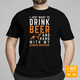 German Shepherd Dog Themed Clothes & Attire - Gifts for Beer & GSD K9 Dog Lovers - I Just Want To Drink Beer & Hang With My Dog T-Shirt - Black, Plus Size