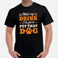 German Shepherd Dog Themed Clothes & Attire - Gifts for Coffee & GSD K9 Dog Lovers - Hold My Drink. I've Gotta Pet That Dog T-Shirt - Black, Men