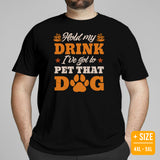 German Shepherd Dog Themed Clothes & Attire - Gifts for Coffee & GSD K9 Dog Lovers - Hold My Drink. I've Gotta Pet That Dog T-Shirt - Black, Plus Size