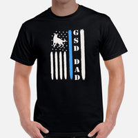 German Shepherd Dog Themed Clothes & Attire - Gifts for GSD Dog Dads & Lovers - Canine Tee Shirts For Humans - Retro K9 Dad T-Shirt - Black, Men