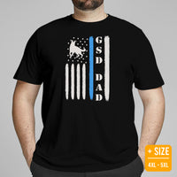German Shepherd Dog Themed Clothes & Attire - Gifts for GSD Dog Dads & Lovers - Canine Tee Shirts For Humans - Retro K9 Dad T-Shirt - Black, Plus Size