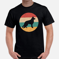 German Shepherd Dog Themed Clothes & Attire - Gifts for GSD Dog Lovers - Canine Tee Shirts & Outfit For Humans - 80s Retro Vibe T-Shirt - Black, Men