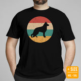 German Shepherd Dog Themed Clothes & Attire - Gifts for GSD Dog Lovers - Canine Tee Shirts & Outfit For Humans - 80s Retro Vibe T-Shirt - Black, Plus Size