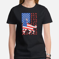 German Shepherd Dog Themed Clothes & Attire - Gifts for GSD Dog Lovers - Funny Canine Tee Shirts For Humans - K9 US Flag Themed T-Shirt - Black, Women