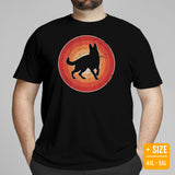 German Shepherd Dog Themed Clothes & Attire - Gifts for GSD K9 Dog Lovers - Canine Tee Shirts For Humans - 80s Retro Sunset T-Shirt - Black, Plus Size