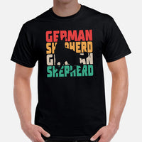 German Shepherd Dog Themed Clothes & Attire - Gifts for GSD K9 Dog Lovers - Canine Tee Shirts & Outfit For Humans - Retro GSD T-Shirt - Black, Men
