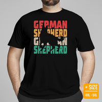 German Shepherd Dog Themed Clothes & Attire - Gifts for GSD K9 Dog Lovers - Canine Tee Shirts & Outfit For Humans - Retro GSD T-Shirt - Black, Plus Size