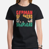German Shepherd Dog Themed Clothes & Attire - Gifts for GSD K9 Dog Lovers - Canine Tee Shirts & Outfit For Humans - Retro GSD T-Shirt - Black, Women