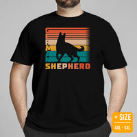 German Shepherd Dog Themed Clothes & Attire - Gifts for GSD K9 Dog Lovers - Canine Tee Shirts & Outfit For Humans - Vintage GSD T-Shirt - Black, Plus Size