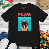 German Shepherd Dog Themed Clothes & Attire - Gifts for GSD K9 Dog Lovers - Funny Canine Tee Shirts For Humans - The Paws T-Shirt - Black