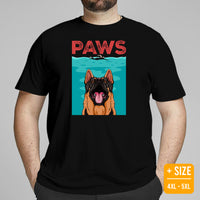 German Shepherd Dog Themed Clothes & Attire - Gifts for GSD K9 Dog Lovers - Funny Canine Tee Shirts For Humans - The Paws T-Shirt - Black, Plus Size