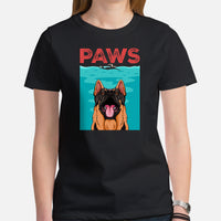 German Shepherd Dog Themed Clothes & Attire - Gifts for GSD K9 Dog Lovers - Funny Canine Tee Shirts For Humans - The Paws T-Shirt - Black, Women