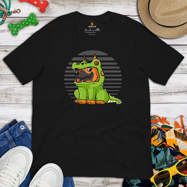 German Shepherd Dog Themed Clothes - Cute Alligator Costume T-Shirt - Gifts for GSD K9 Dog Lovers - Funny Canine Tee Shirts For Humans - Black