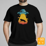 German Shepherd Dog Themed Clothes - Gifts for Astronomy & GSD Dog Lovers - Funny Canine Tee Shirts For Humans - Alien Abduction Shirt - Black, Plus Size