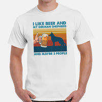 German Shepherd Dog Themed Clothes - Gifts for Beer & K9 Dog Lovers - Funny Canine Tee Shirts For Humans - I Like Beer & My GSD T-Shirt - White, Men