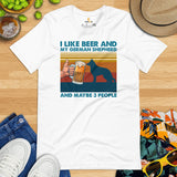 German Shepherd Dog Themed Clothes - Gifts for Beer & K9 Dog Lovers - Funny Canine Tee Shirts For Humans - I Like Beer & My GSD T-Shirt - White