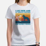 German Shepherd Dog Themed Clothes - Gifts for Beer & K9 Dog Lovers - Funny Canine Tee Shirts For Humans - I Like Beer & My GSD T-Shirt - White, Women