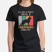 German Shepherd Dog Themed Clothes - Gifts for Dog Moms, Dads & Lovers - Funny Canine Tee Shirts For Humans - It's Not A Party T-Shirt - Black, Women