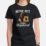 German Shepherd Dog Themed Clothes - Gifts for Dog Moms, Dads & Lovers - Funny Canine Tee Shirts For Humans - Nothing Butt GSD T-Shirt - Black, Women