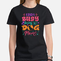 German Shepherd Dog Themed Clothes - Gifts for Dog Moms & Lovers - Canine Tee Shirts For Humans - Kinda Busy Being A Dog Mom T-Shirt - Black, Women