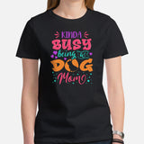 German Shepherd Dog Themed Clothes - Gifts for Dog Moms & Lovers - Canine Tee Shirts For Humans - Kinda Busy Being A Dog Mom T-Shirt - Black, Women